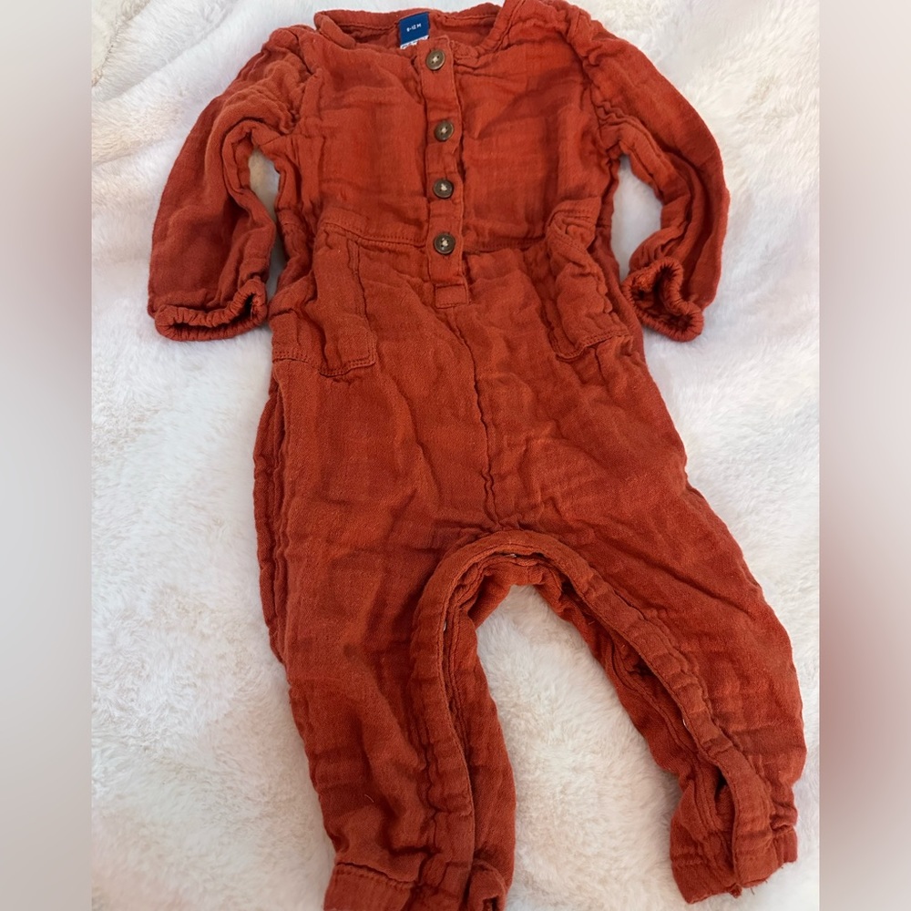 Old navy one piece orange romper 6-12months